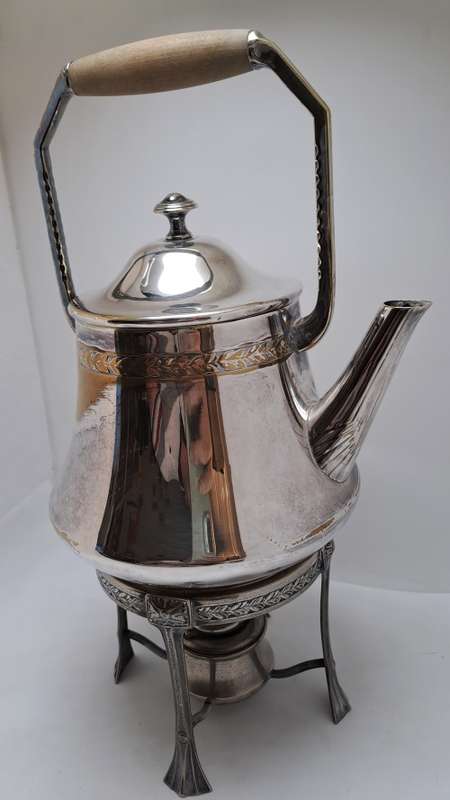 Antique / Vintage Silver 1,5L Teapot on Stand with Burner