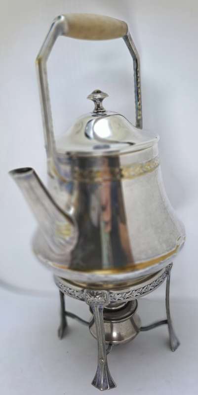 Antique / Vintage Silver 1,5L Teapot on Stand with Burner