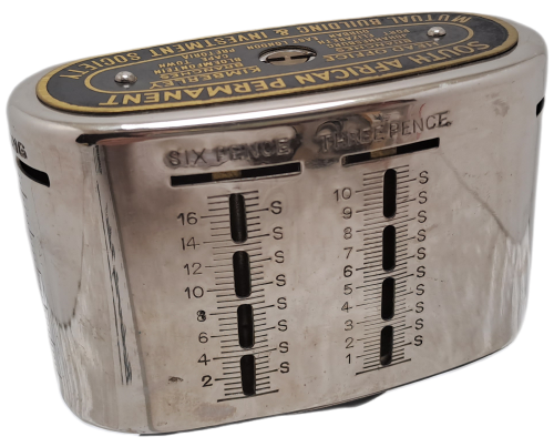 Vintage African Permanent Mutual Building & Investment Society Savings Bank(few Coins inside) no Key
