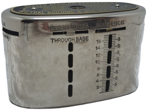 Vintage African Permanent Mutual Building & Investment Society Savings Bank(few Coins inside) no Key