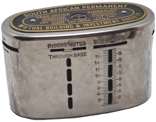 Vintage African Permanent Mutual Building & Investment Society Savings Bank(few Coins inside) no Key