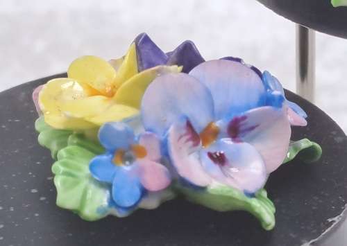 Vintage Denton Bone China Floral Brooch and Earrings with a Coalbrook Pendant(a few small chips)