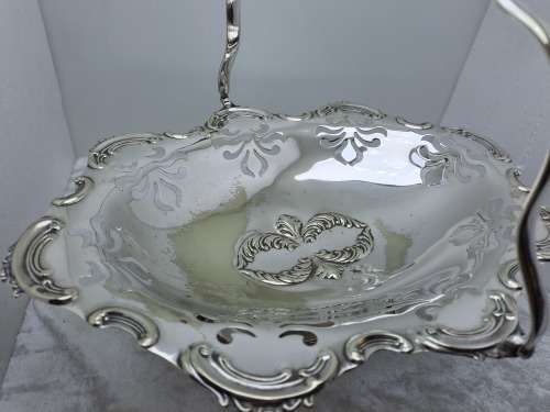 Antique /Vintage  Silver plated Swing Handle Tray - 26cm tall  x 10cm x32cm x 25cm