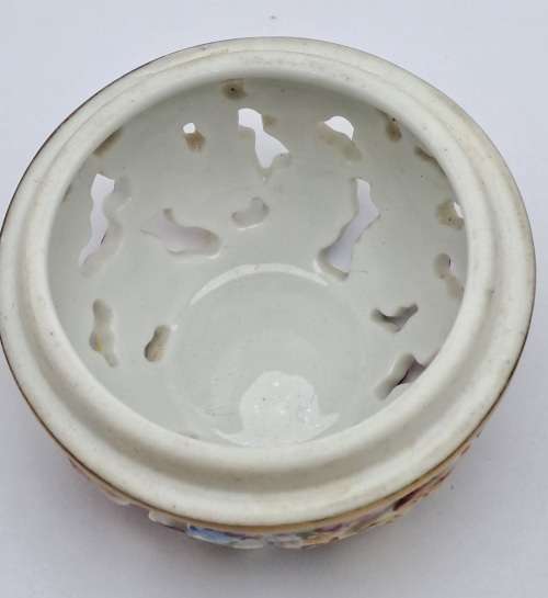 Vintage Herend Hvngary Hand Painted reticulated Floral Porcelain Trinket box/Possibly for potpourri.