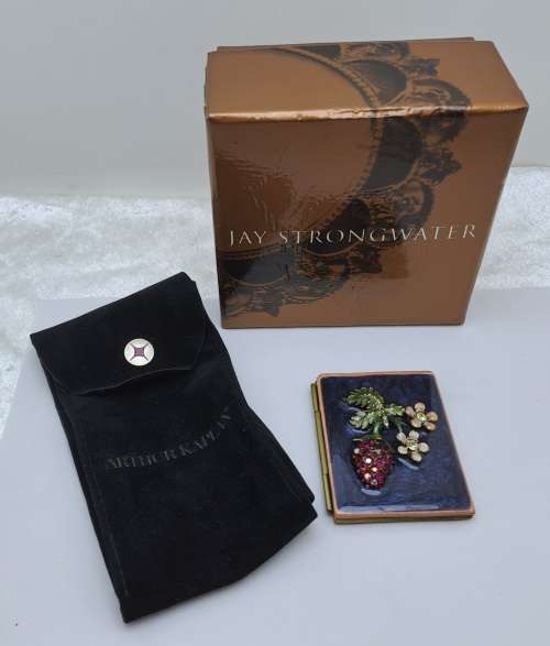 Jay Strongwater Mini Brass and Enamel - Foldable 2 Photo frame with Swarovski Jewels