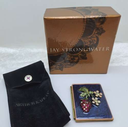 Jay Strongwater Mini Brass and Enamel - Foldable 2 Photo frame with Swarovski Jewels