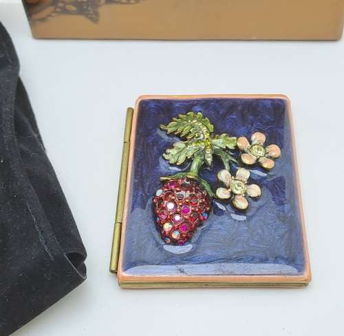 Jay Strongwater Mini Brass and Enamel - Foldable 2 Photo frame with Swarovski Jewels