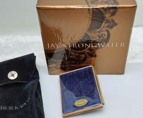 Jay Strongwater Mini Brass and Enamel - Foldable 2 Photo frame with Swarovski Jewels