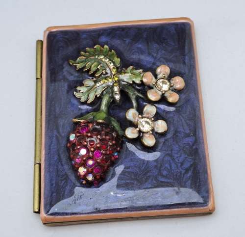 Jay Strongwater Mini Brass and Enamel - Foldable 2 Photo frame with Swarovski Jewels