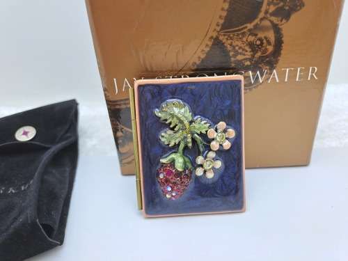 Jay Strongwater Mini Brass and Enamel - Foldable 2 Photo frame with Swarovski Jewels