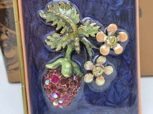 Jay Strongwater Mini Brass and Enamel - Foldable 2 Photo frame with Swarovski Jewels