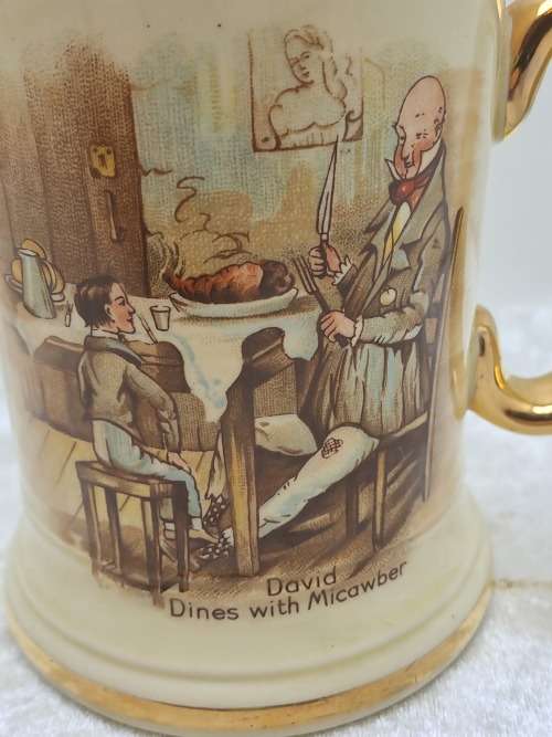 Vintage Arthur Wood Porcelain Tankard No 3752 David Dines with Micawber.