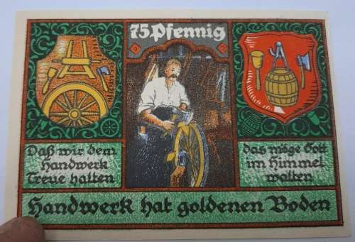 1921 German notgeld Hanover Prussian province of  Stolzenau District 75 Pfennig Kreis-Handwerker