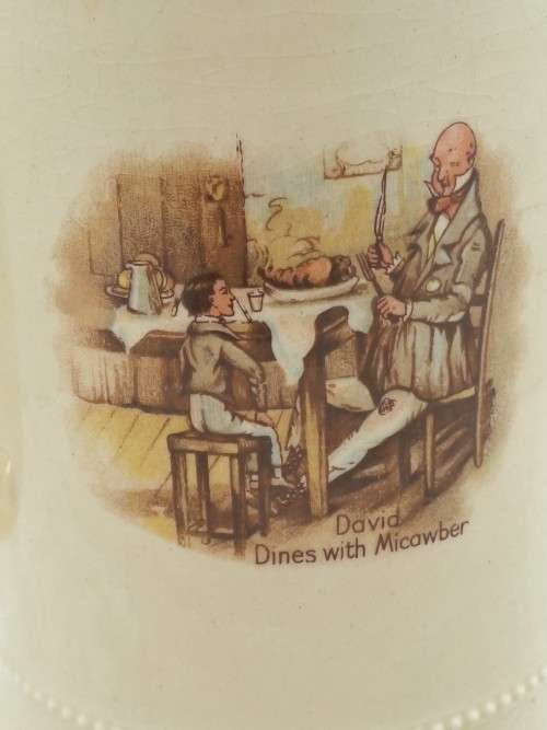 Vintage  Arthur Wood Porcelain Tankard No 3752 David Dines with Micawber.