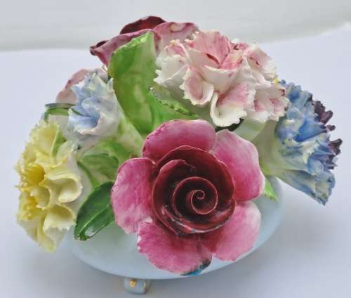 Vintage English Royal Adderley Hand-Painted & Gilt Bone China Floral Bouquet(Posy)- DAMAGED.