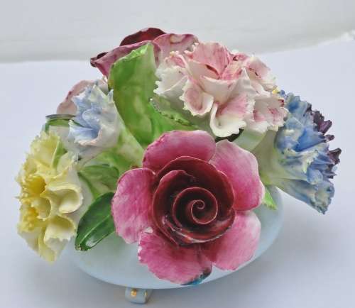 Vintage English Royal Adderley Hand-Painted & Gilt Bone China Floral Bouquet(Posy)- DAMAGED.