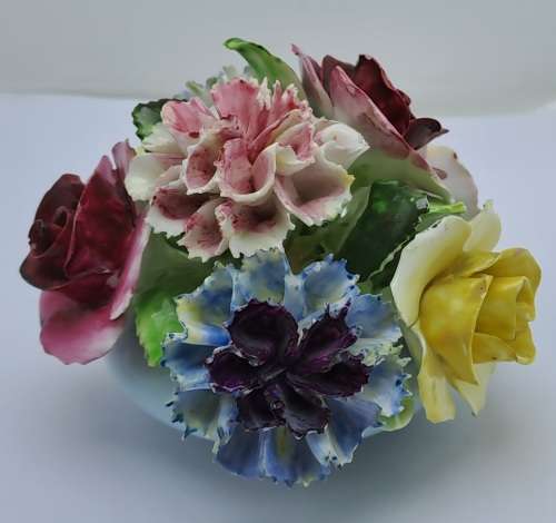 Vintage English Royal Adderley Hand-Painted & Gilt Bone China Floral Bouquet(Posy)- DAMAGED.