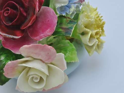 Vintage English Royal Adderley Hand-Painted & Gilt Bone China Floral Bouquet(Posy)- DAMAGED.