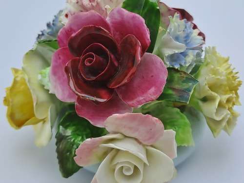 Vintage English Royal Adderley Hand-Painted & Gilt Bone China Floral Bouquet(Posy)- DAMAGED.