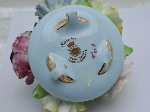 Vintage English Royal Adderley Hand-Painted & Gilt Bone China Floral Bouquet(Posy)- DAMAGED.