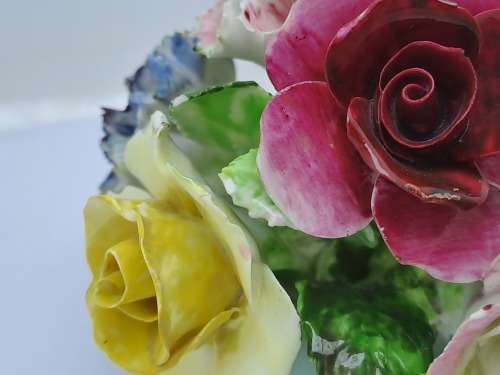 Vintage English Royal Adderley Hand-Painted & Gilt Bone China Floral Bouquet(Posy)- DAMAGED.