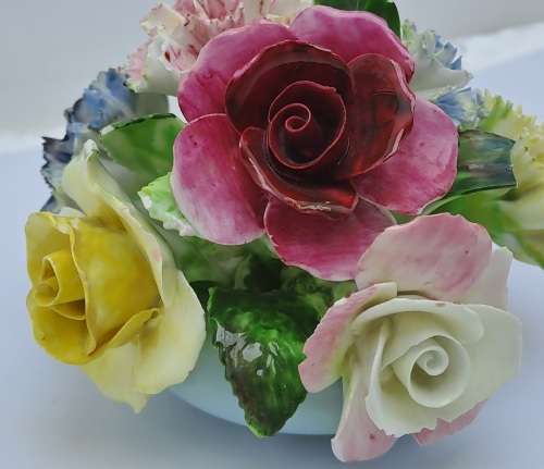 Vintage English Royal Adderley Hand-Painted & Gilt Bone China Floral Bouquet(Posy)- DAMAGED.
