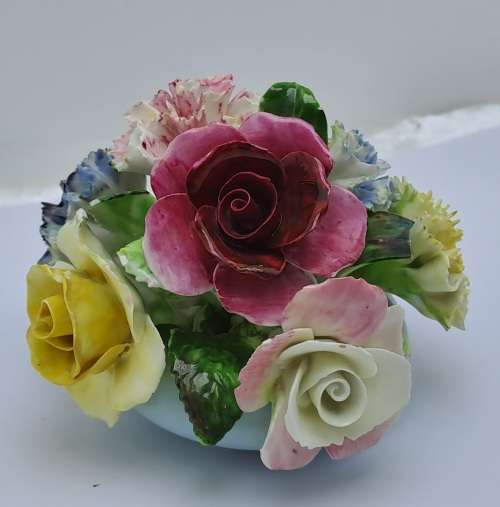 Vintage English Royal Adderley Hand-Painted & Gilt Bone China Floral Bouquet(Posy)- DAMAGED.