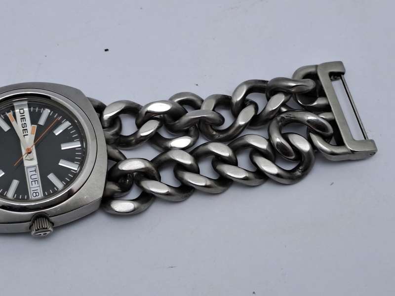 Pre-owned Unused Mens Diesel Solid Stainless steel Quartz Watch -Working -short strap
