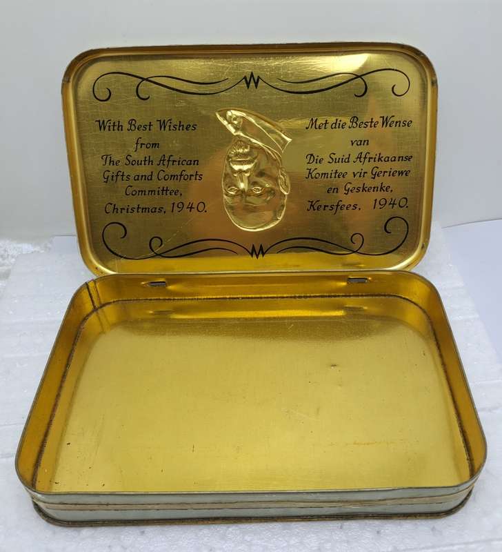 WW2 -Christmas 1940 Jan Smuts Empty Chocalate Gift Tin to S.A Soldiers Fighting the War.
