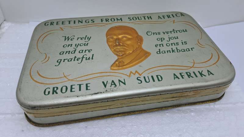 WW2 -Christmas 1940 Jan Smuts Empty Chocalate Gift Tin to S.A Soldiers Fighting the War.