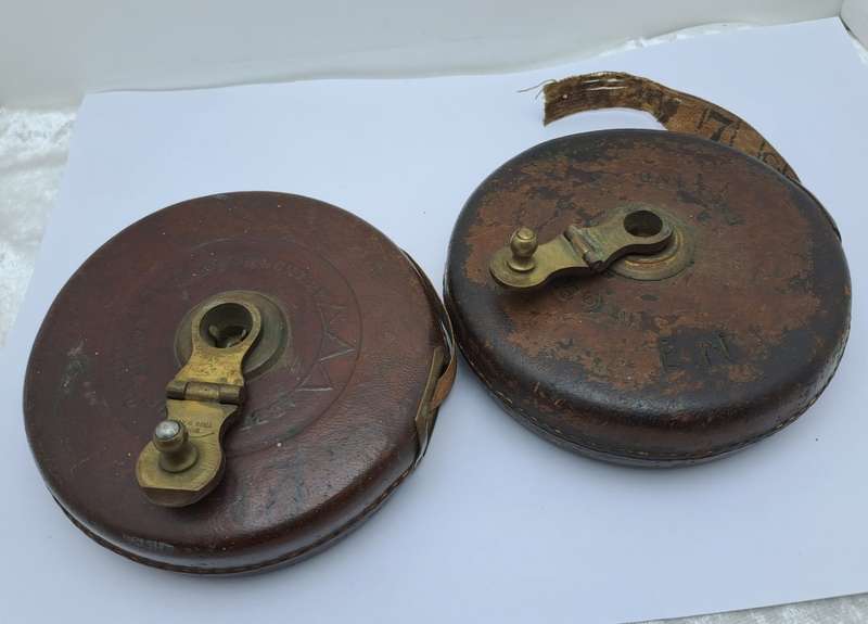 2 Vintage John Rabone & Sons Leather measuring Tapes Made in England (Broken)