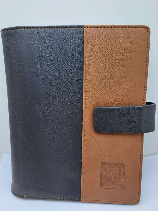 Unused South Africa 2010 Fifa World Cup -Leather Covered A5 Note Pad with slots Magnetic Clip.