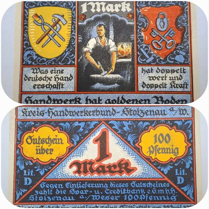 Germany -1921 -1 Mark Kreis-Handwerkerbund District of Stolzenau -Prussian province of Hanover