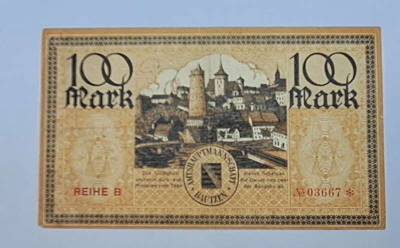 Germany -1922 -100 Mark District of Bautzen (Federal state of Saxony)