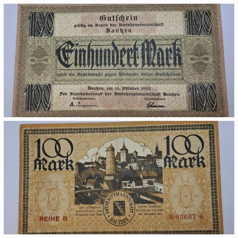 Germany -1922 -100 Mark District of Bautzen (Federal state of Saxony)