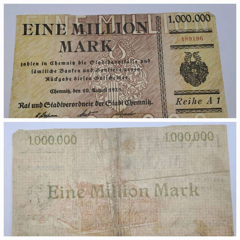 Germany -1923 -1.000.000 Mark District of  Chemnitz(Federal state of Saxony)