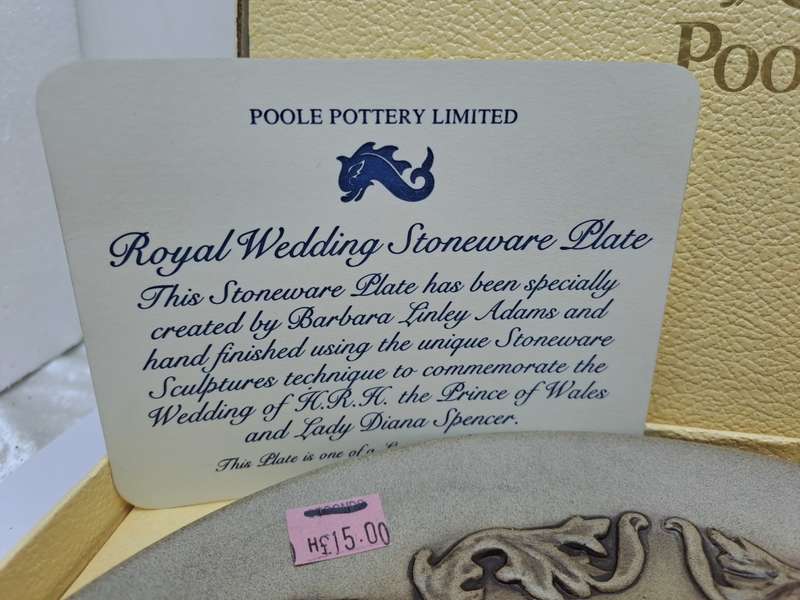 Limited Edition Stoneware Plate Royal wedding 1981 HRH Prince Charles and Lady Diana-By Poole