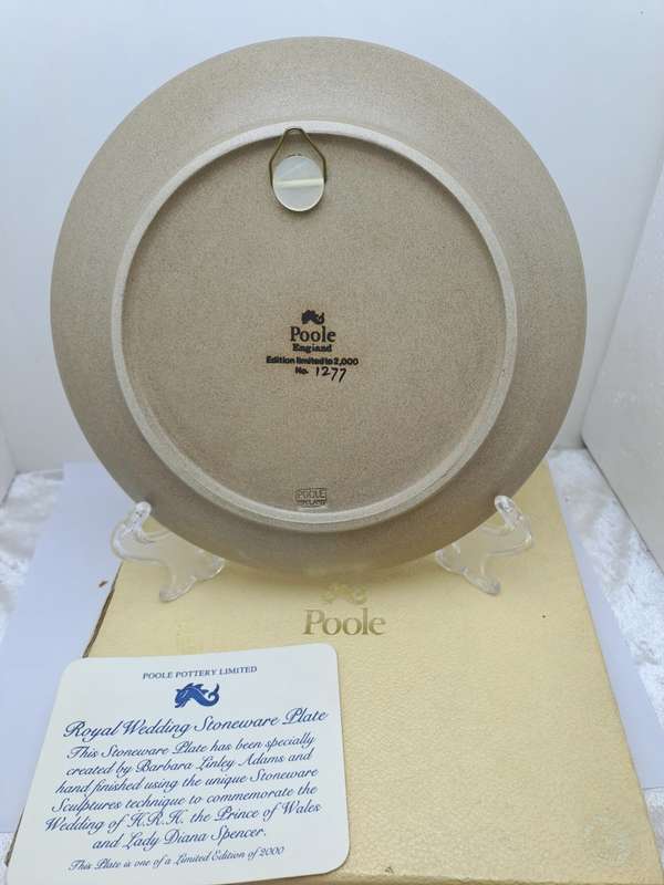 Limited Edition Stoneware Plate Royal wedding 1981 HRH Prince Charles and Lady Diana-By Poole