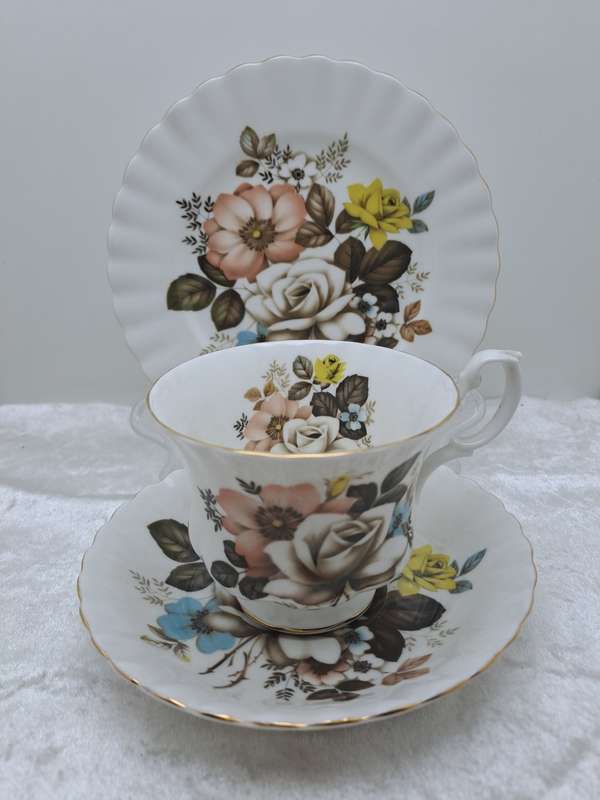 Vintage Royal Albert Autumn Inspired Bone China Tea Trio - 6 Available