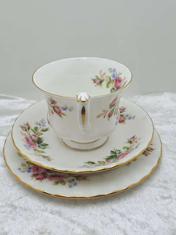 Vintage Royal Albert `Moss Rose` Bone China Tea Trio