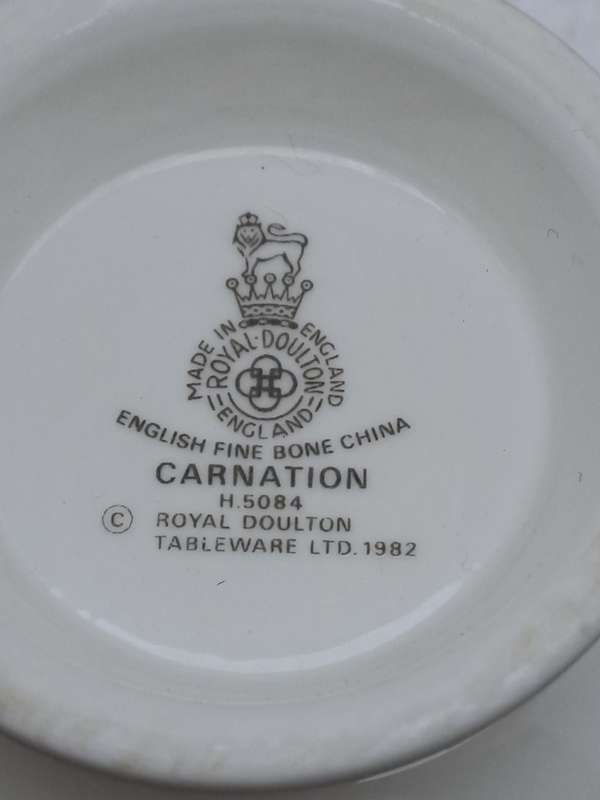 Vintage 1982 Royal Doulton `CARNATION` H5084 Fine Bone China Tea Duo - (10 Available) -England