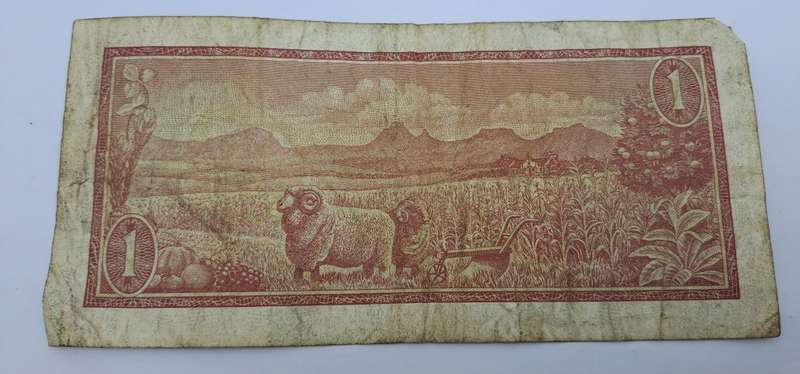 1975 South Africa 1 Rand -English - Afrikaans- Watermark van Riebeeck