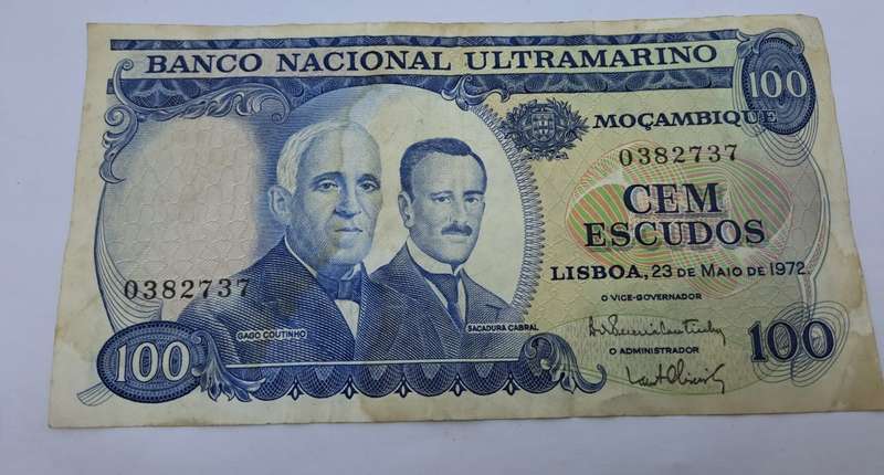 1972 Mozambique 100 Escudos Bank Note