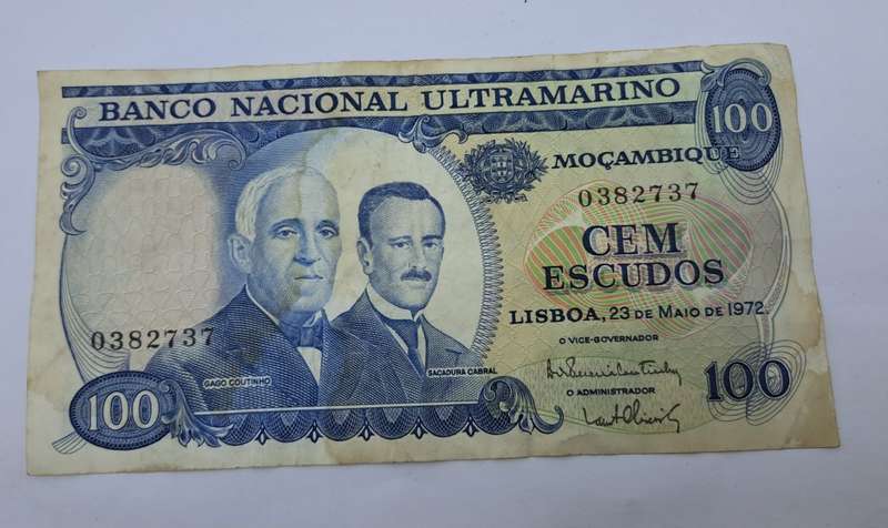 1972 Mozambique 100 Escudos Bank Note