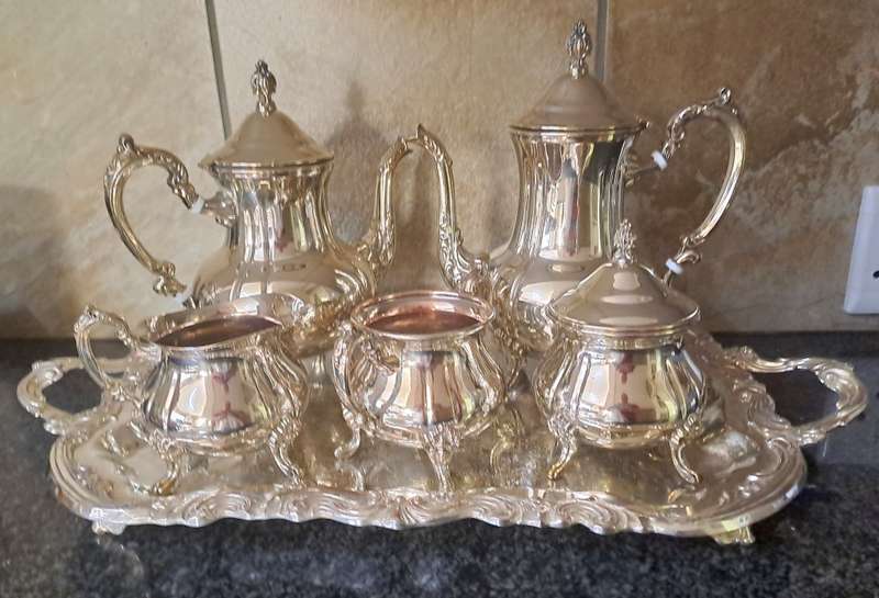 Very Large 8pc Antique/Vintage Silver Plated on Copper Tea and Coffee set