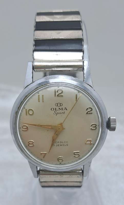 Vintage Mens OLMA Sport Incabloc Mechanical Watch - Working -