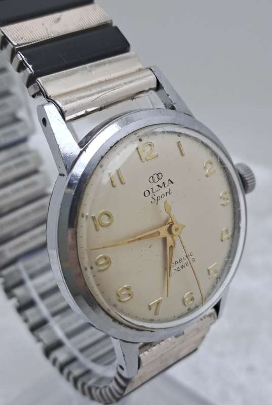 Vintage Mens OLMA Sport Incabloc Mechanical Watch - Working -