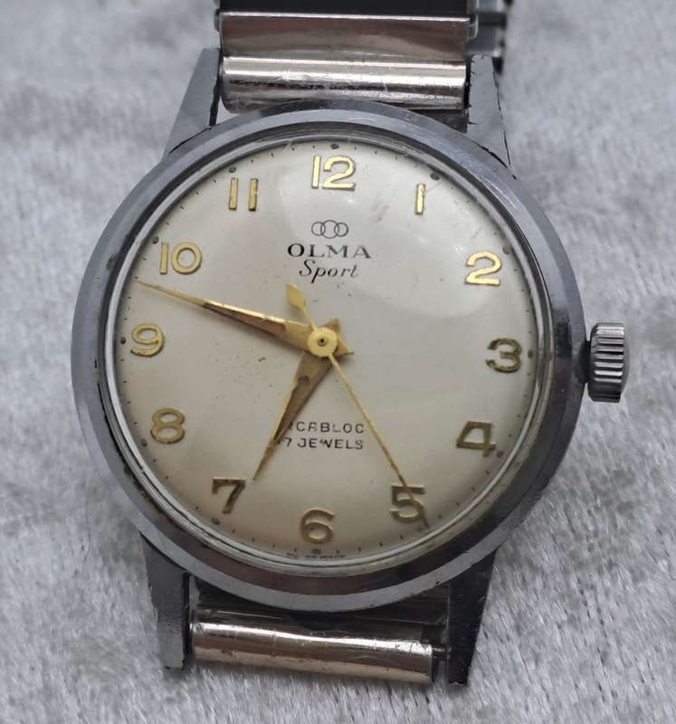 Vintage Mens OLMA Sport Incabloc Mechanical Watch - Working -