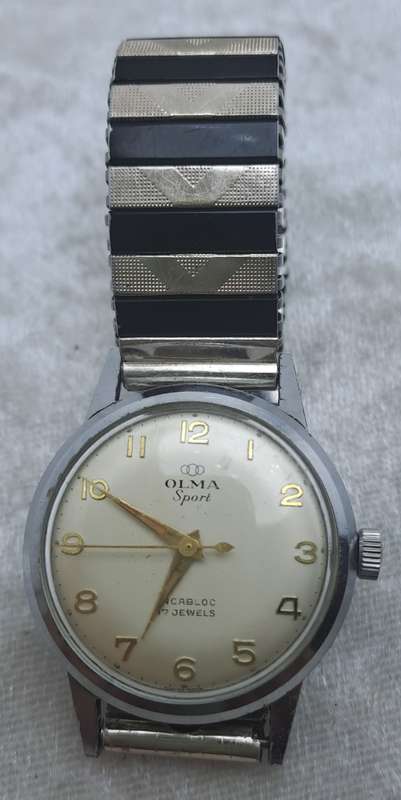 Vintage Mens OLMA Sport Incabloc Mechanical Watch - Working -