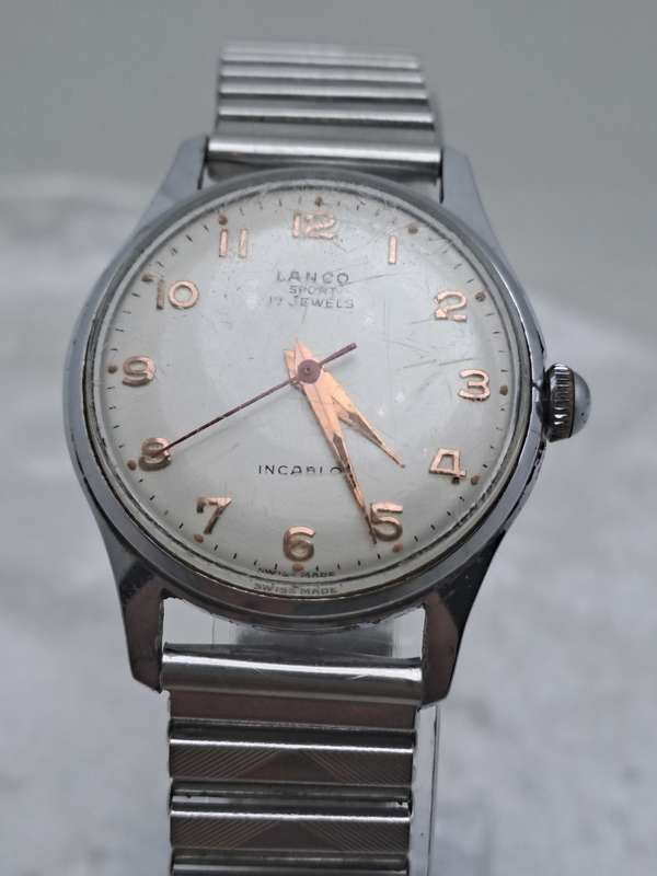 Vintage Mens Lanco Sport Incabloc Mechanical Watch-17 Jewels - Working -Swiss Made